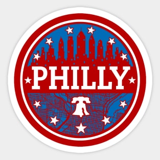 Red White and Blue Philly Fan Philadelphia Skyline Liberty Bell Sticker